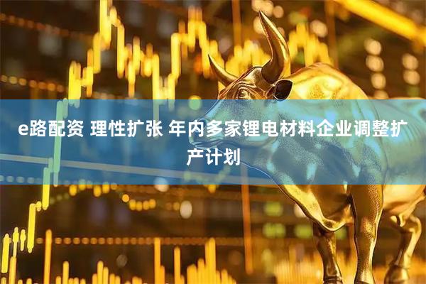 e路配资 理性扩张 年内多家锂电材料企业调整扩产计划